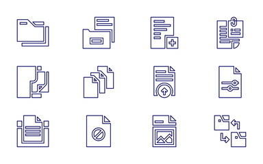 File icon set. Line style. Editable stroke. image file, file, files, svg file, corrupted file