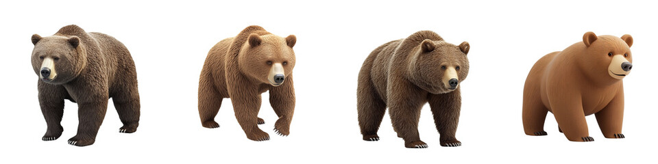 Obraz premium A collection of adorable bears in various poses showcasing their realistic appearance and textures.