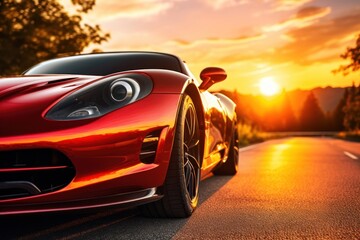 Naklejka premium Sport car headlight outdoors vehicle.