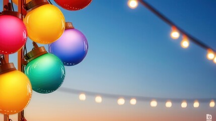 Obraz premium Glowing lights of a carnival at night, capturing the energy and excitement, carnival glowtime, fun and vibrant