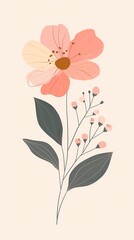 Simple flowers and leaves illustration poster background