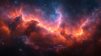 Cosmic Odyssey - Dark and Moody Nebula Design with Rich Tones and Glowing Highlights for Dramatic Space Exploration Concept