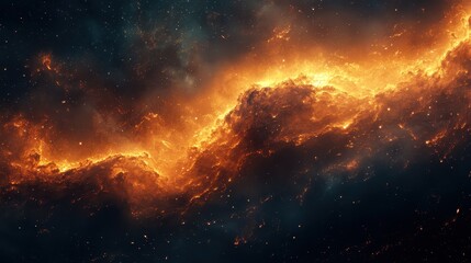 Celestial Beauty: Dark Moody Nebula Design with Rich Tones and Glowing Highlights