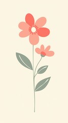 Simple flowers and leaves illustration poster background