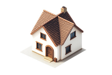 Anisometric 3D rendering of house icon, isolated on a transparent background.