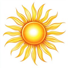 Yellow sun, icon, symbol, vector image. To represent weather, seasonal changes