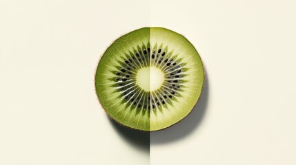 A Close-Up View of a Freshly Sliced Kiwi Fruit
