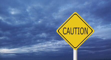 Naklejka premium danger,caution,Hurricane Idalia warning sign against a powerful stormy background with copy space. Dirty and angled sign with cyclonic winds add to the drama.hurricane season sign on cloudy background