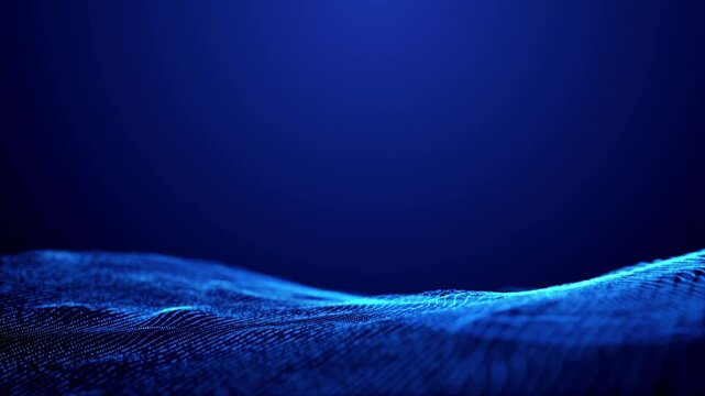 Digital futuristic fractal particle waves video - 4k UHD 3D motion animation loop template design background.