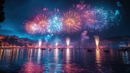Fireworks Display Over Water