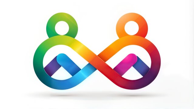 Colorful flat design icon of two intertwined friends embracing, symbolizing unity, togetherness, and strong bond between buddies, on a bright white background.
