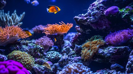 Fototapeta premium 76. A colorful underwater coral reef ecosystem with a variety of marine species