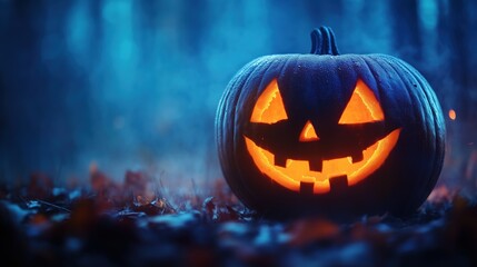 Obraz premium Haunted Halloween pumpkin scene