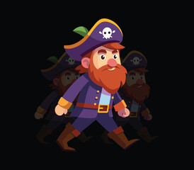 Pirate man Cartoon illustration on black background Vector Format 