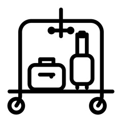 luggage cart icon in outline style