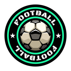 Obraz premium Soccer ball, football logo. Sport games. Sporting equipment. Emblem, badge.