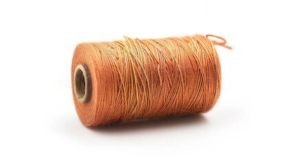Spools of brown threads on a white background, isolated