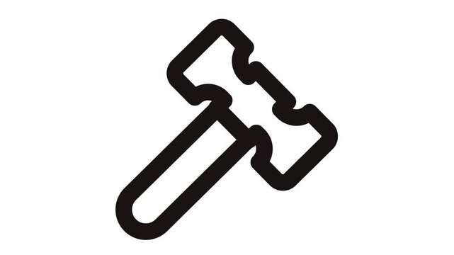 Black and white icon of a hammer. Ideal for construction, carpentry, DIY, tools, and renovationthemed designs and projects