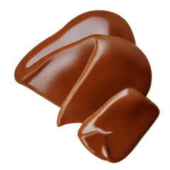 Smear of chocolate paste isolated on white. Chocolate paste spread Top view. Flat lay.