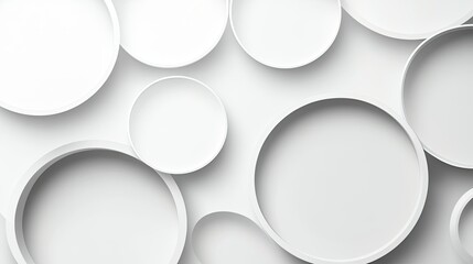 A white background with abstract circular designs and gradients, offering a clean and modern aesthetic.