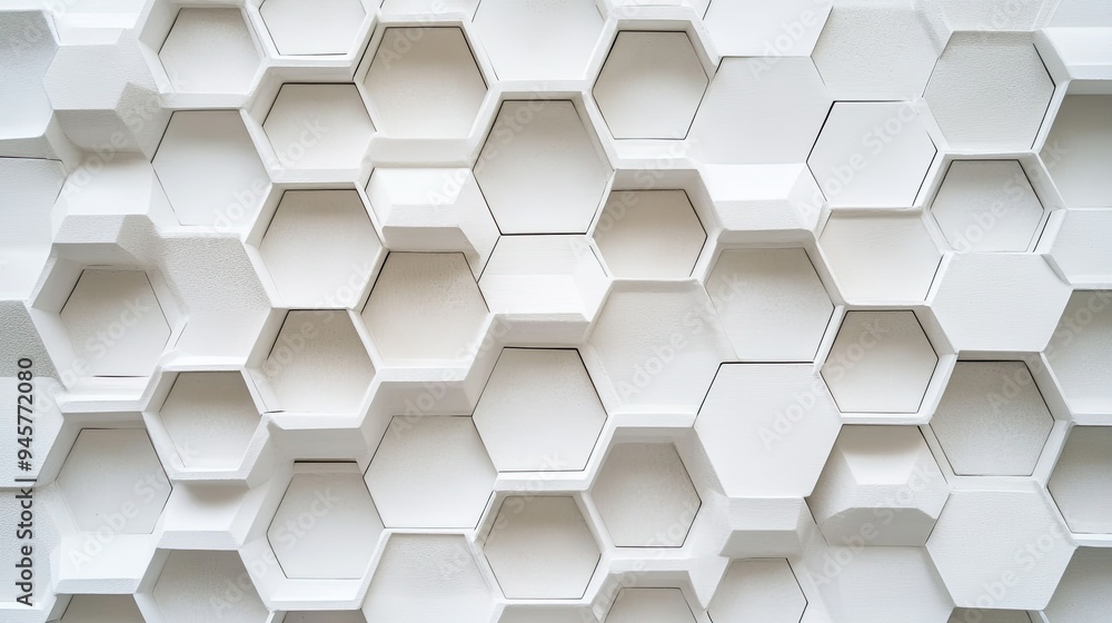 Poster abstract white honeycomb pattern, creating a clean and modern design with a touch of texture.