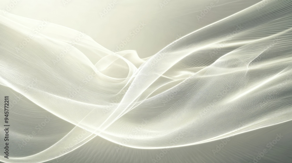 Poster abstract white lines and shapes forming a dynamic, futuristic background with depth and movement.