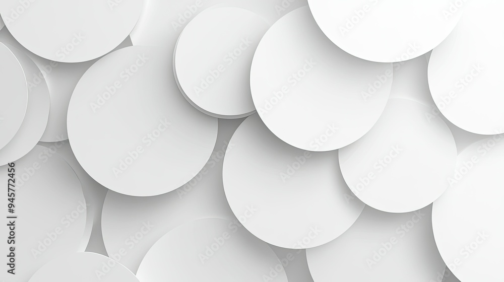 Poster an abstract white background with circular patterns and shadows, creating a modern and stylish backd