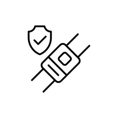 Seatbelt protection outline icons, minimalist vector illustration ,simple transparent graphic element .Isolated on white background