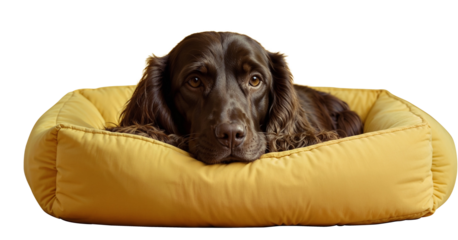 Dog lying in a dog bed | Transparent background