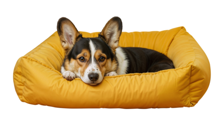 Dog lying in a dog bed | Transparent background