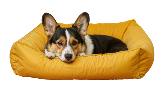 Dog lying in a dog bed | Transparent background