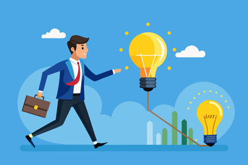 Change or transformation to new opportunity, change to new job, better career, improvement or move to different company, decision for new chance concept, businessman jump from old to bright lightbulb.