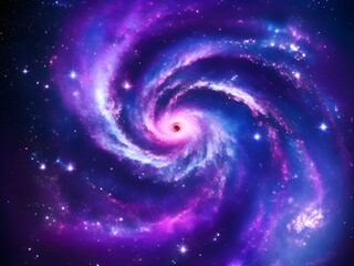 Vibrant Spiral Galaxy Swirling in Deep Space with Purple, Blue, and Pink Hues wallpaper Background