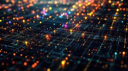 Fototapeta premium Abstract Digital Network Background with Glowing Lights and Lines