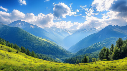 The beautiful natural scenery of mountains and fields