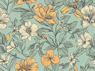 vintage seamless floral pattern, wallpaper, textile print pattern