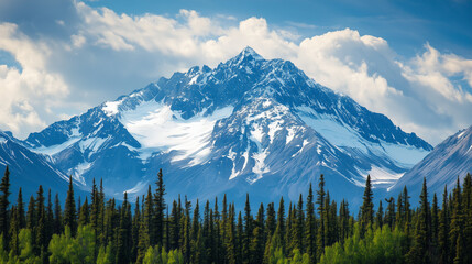 landscape with mountains clouds