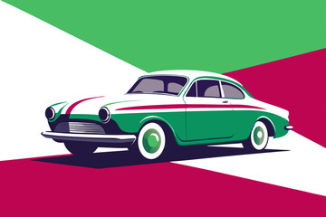 Retro Vintage Car: Stylish Illustration Against a White Backdrop