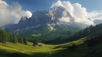 The beautiful natural scenery of mountains and fields