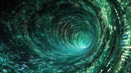 Obraz premium Abstract Digital Tunnel of Binary Code with Green Lights - Technology Background.