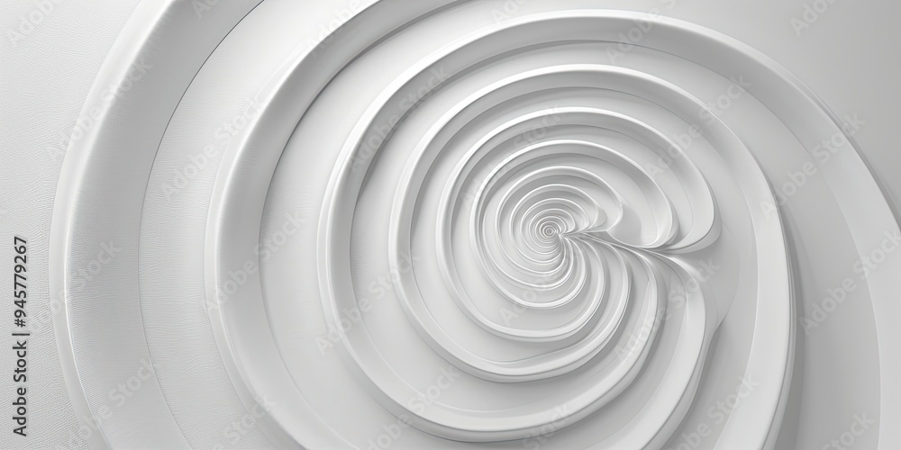 Fototapete white background with threedimensional spiral shapes in the center, creating an abstract and minimal
