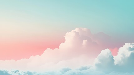 Fototapeta premium Pastel Sky with Fluffy Clouds for Dreamy Backgrounds and Designs