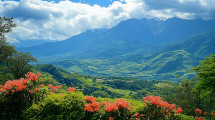 Mountains and fields, beautiful natural scenery
