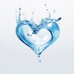 Heart shape water drop white background