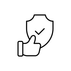 Trust protection outline icons, minimalist vector illustration ,simple transparent graphic element .Isolated on white background