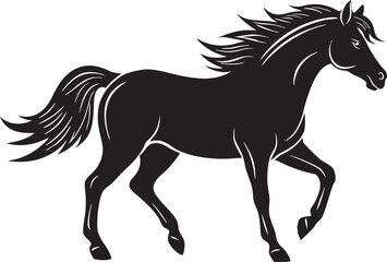 A horse walking silhouette vector on white background.