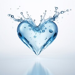 Heart shape water drop white background