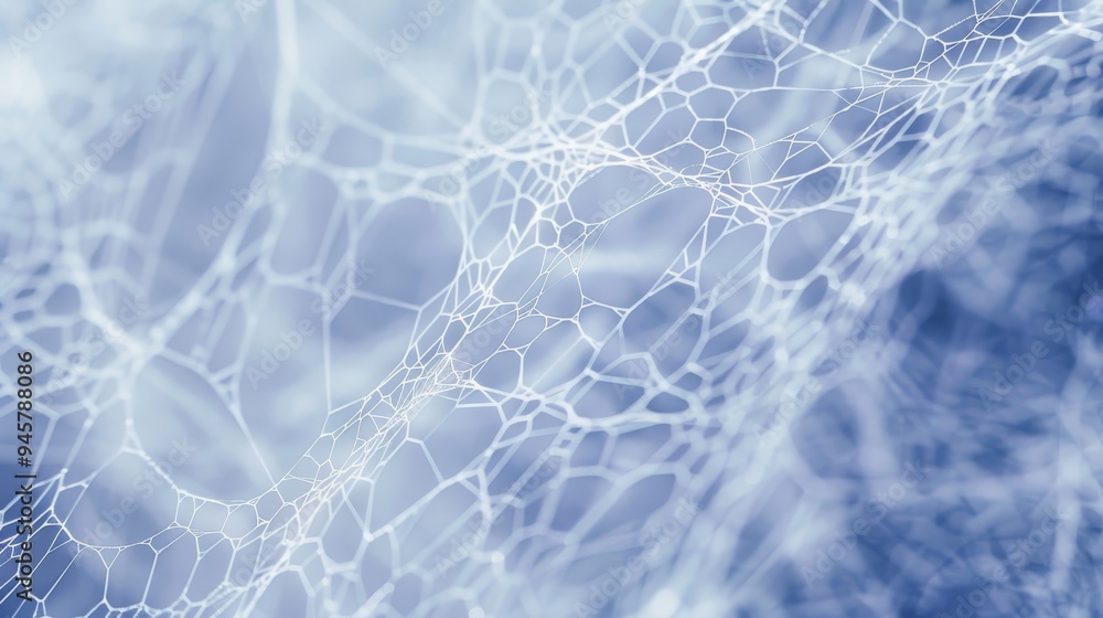 Poster a close-up shot of a spiderweb, showcasing its delicate and intricate pattern. the web is illuminate
