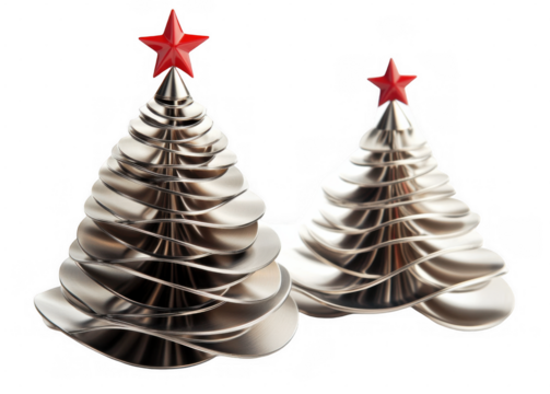 Metal Christmas Trees with Red Star