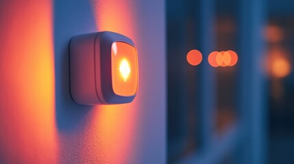 Illuminated Motion Sensor LED Indicator in Action Monitoring Area for Security - Close-Up Detail Shot